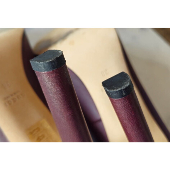 Gucci Women Pumps 38 US 8 Maroon Leather Interlocking G High Heels Slip On Shoes - Picture 13 of 14